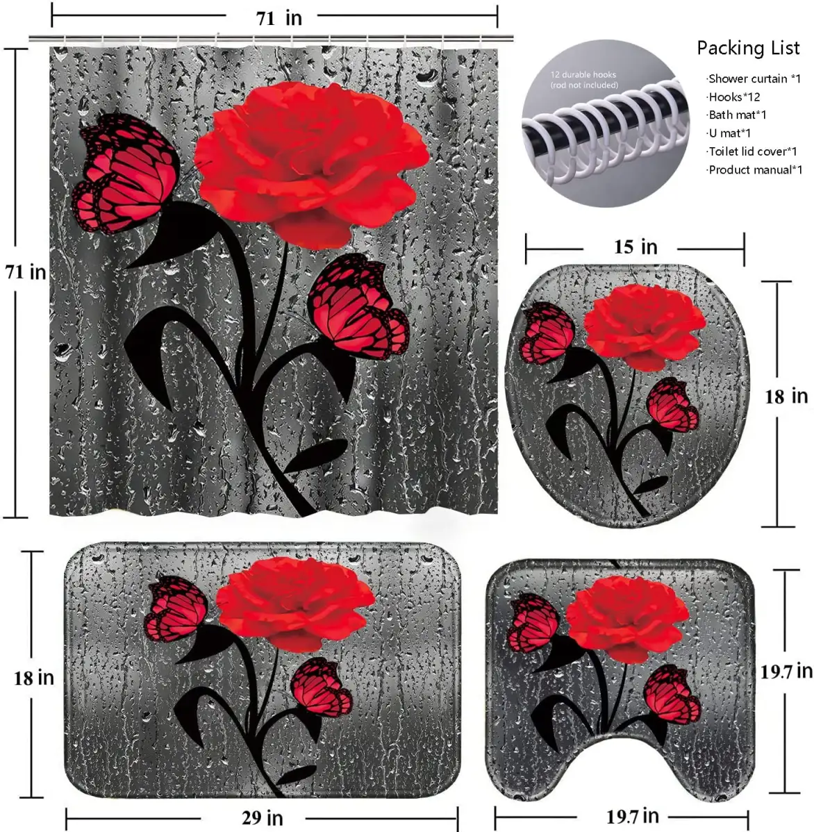 Rideaux de Douche et Accessoires de Salle de Bain