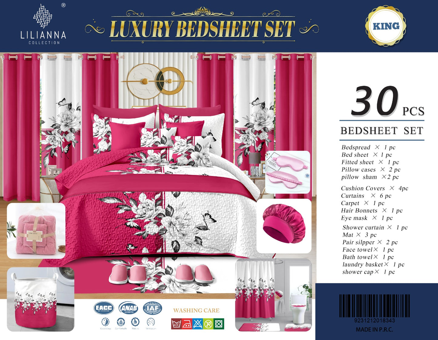 Luxury Bedsheet Set King 30 PCS